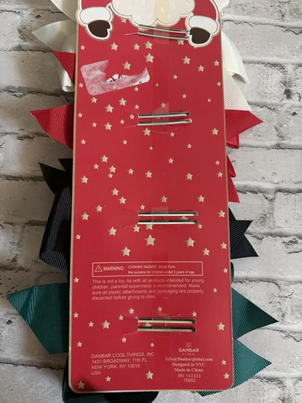 Danbar Global Christmas Girls Bow Clips Set Of 4 NEW